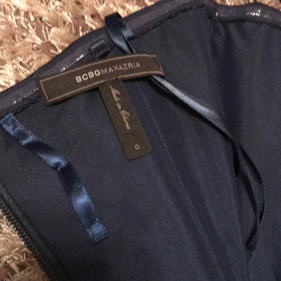 BCBG Navy Tulle Ruffle Strapless Dress - Picture 8 of 8